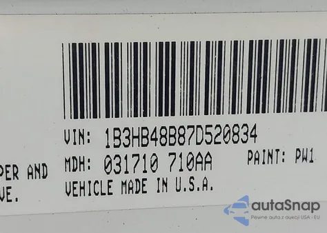 2007 Dodge Caliber Sxt from USA, damaged, VIN 1B3HB48B87D520834